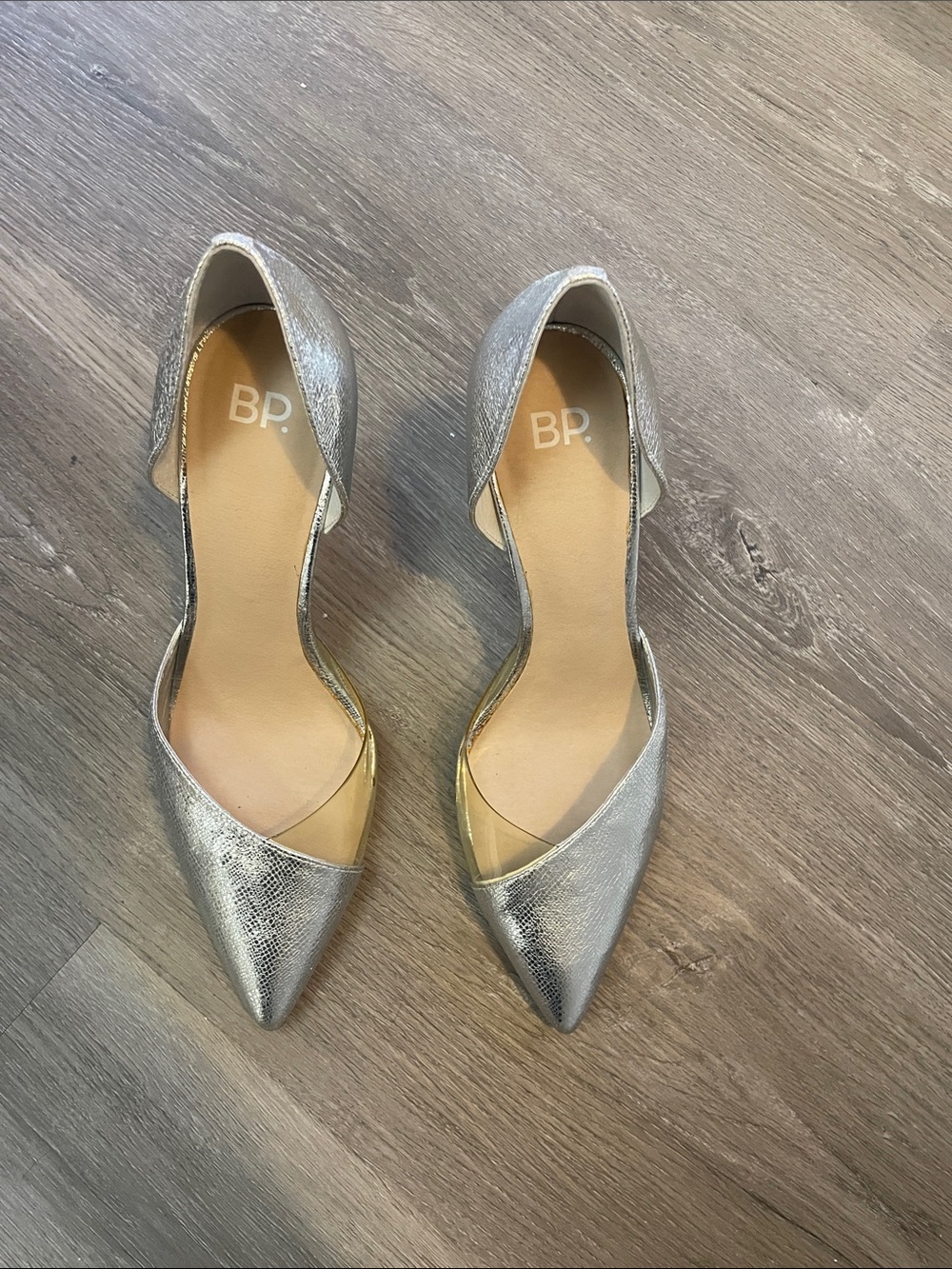 bp Silver Pointed D'Orsay Heels